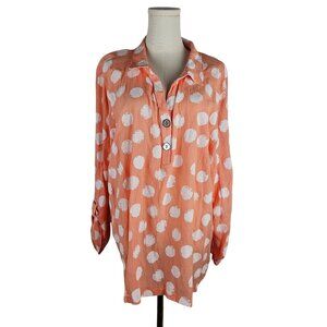 Ali Miles Tunic Top Size 3X Peach & White Polka Dot